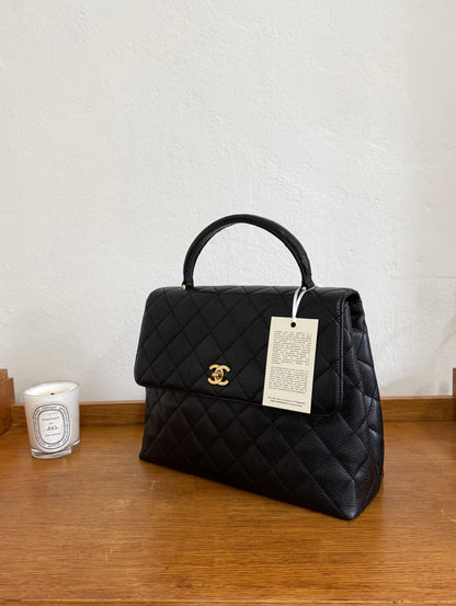 CHANEL MATELASSE CAVIAR KELLY BLACK 24K GOLD HW