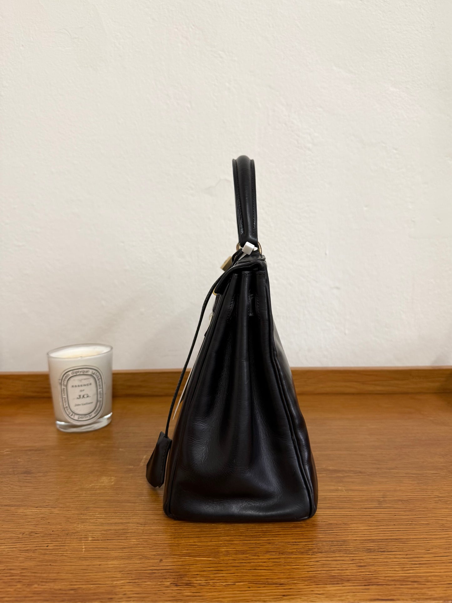 HERMES KELLY 28 BOX CALF BLACK 1959 O stamp