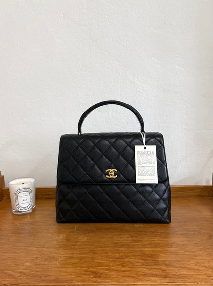 CHANEL MATELASSE CAVIAR KELLY BLACK 24K GOLD HW