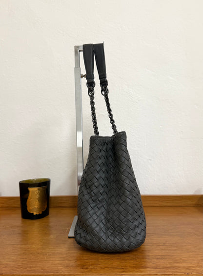 BOTTEGA VENETA INTRECCIATO SHOULDER BAG GREY