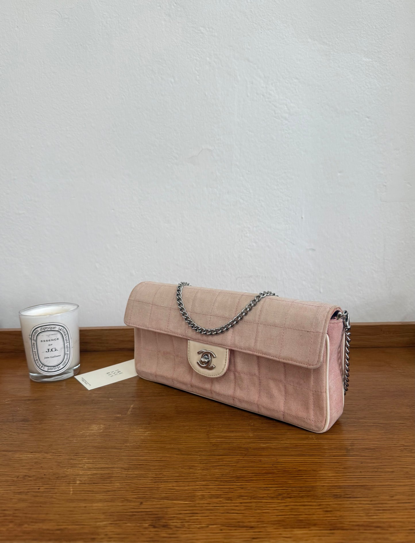 CHANEL EAST WEST CHOCOLATE BAR PINK DENIM