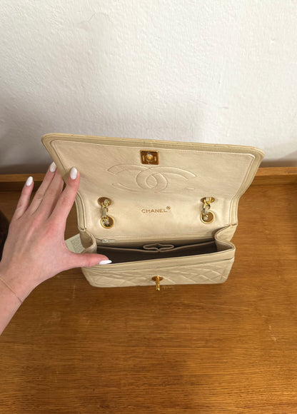 CHANEL FULL FLAP TWIST LOCK 24k GOLD BEIGE