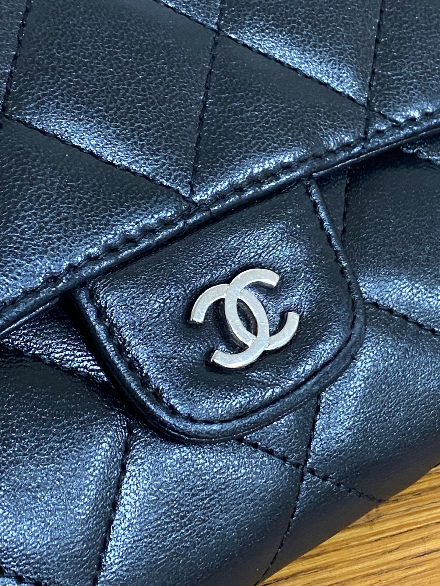 CHANEL CLASSIC WALLET BLACK LAMBSKIN SERIES 14