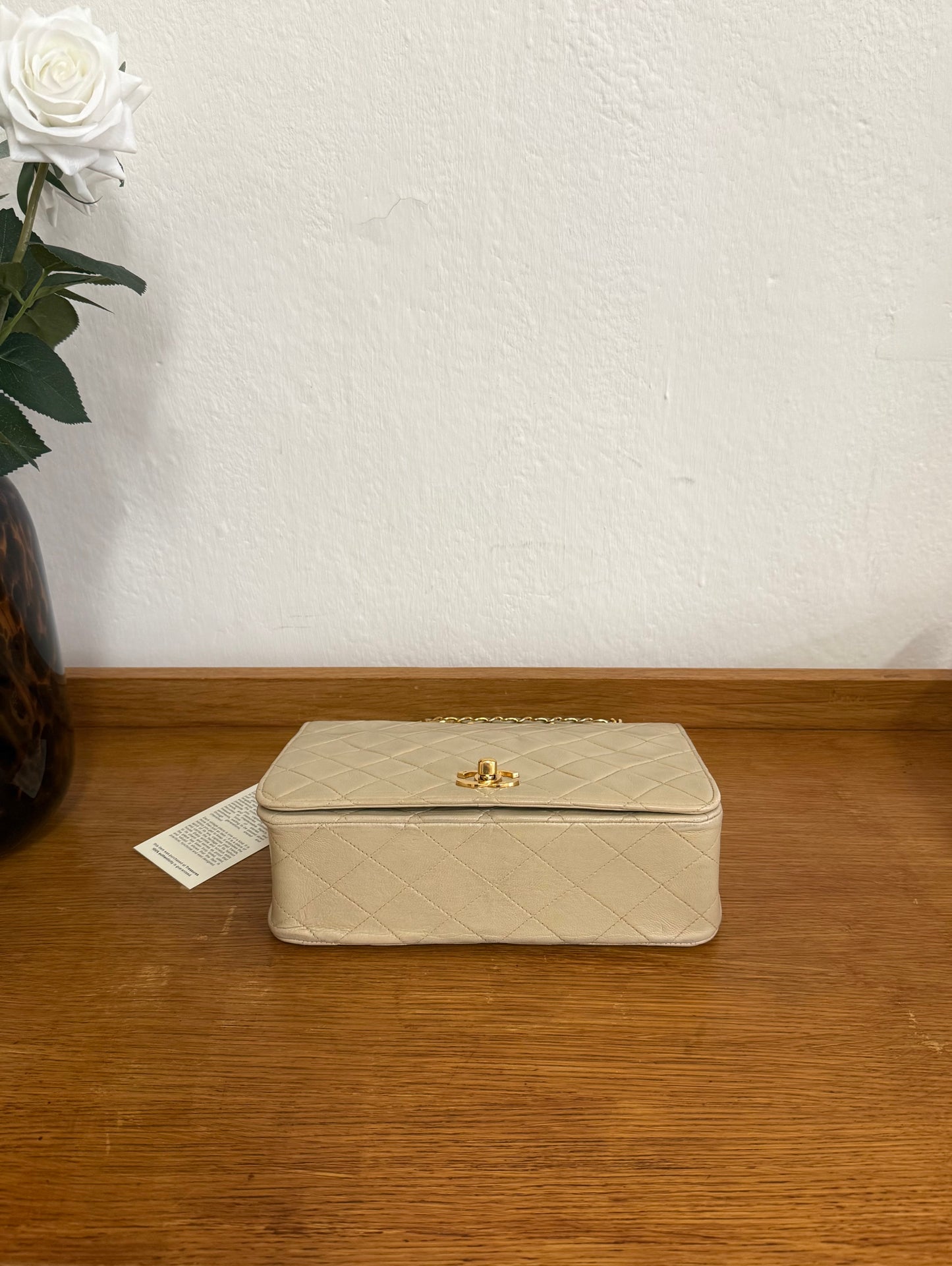 CHANEL FULL FLAP TWIST LOCK 24k GOLD BEIGE