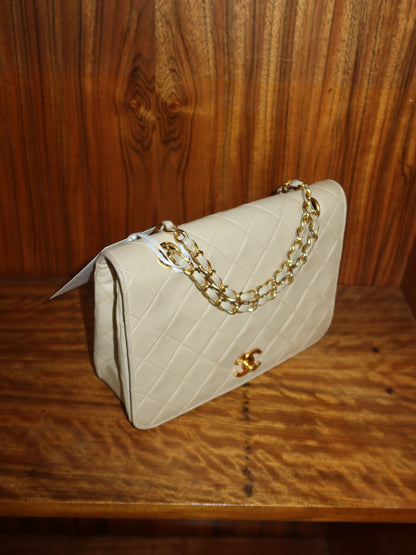 CHANEL FULL FLAP TWIST LOCK 24k GOLD BEIGE