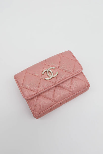 CHANEL 2019 CAVIAR PEARL PINK WALLET