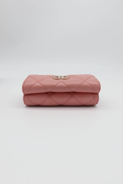 CHANEL 2019 CAVIAR PEARL PINK WALLET